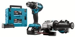 Makita 18V LXT Accuboormachine + Haakse Slijper Combinatieset (incl. 2 Accu's 5.0Ah + Lader)