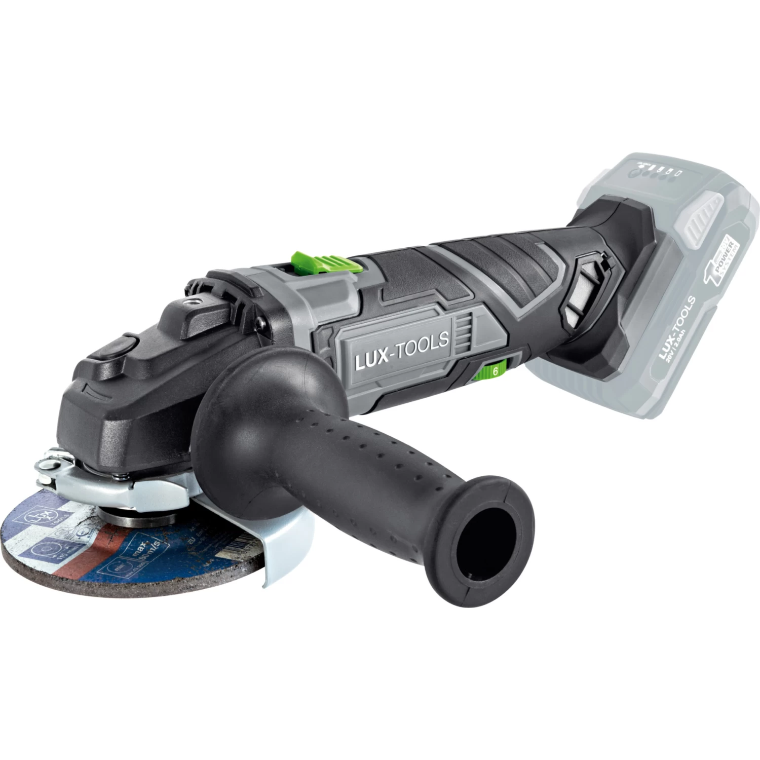 LUX 20V Accu Haakse Slijper 115mm (zonder Accu) 1 LUX 20V Accu Haakse Slijper 115mm (zonder Accu)